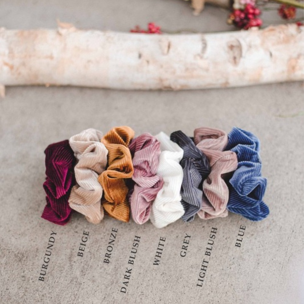 Grey Rib Velvet Scrunchie - Picture 4 of 4